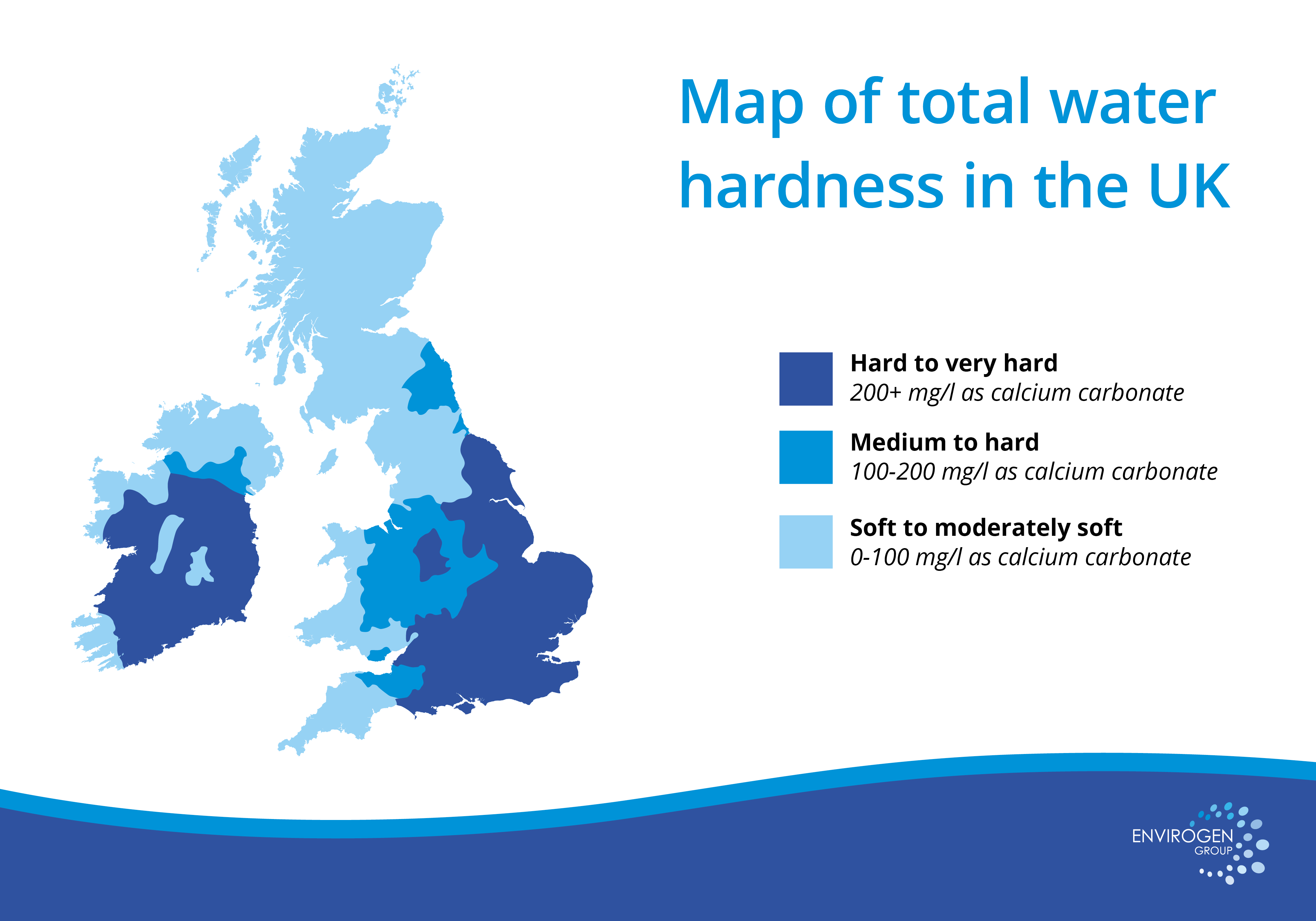 Water softener syste,s - map of total water hardness in the UK