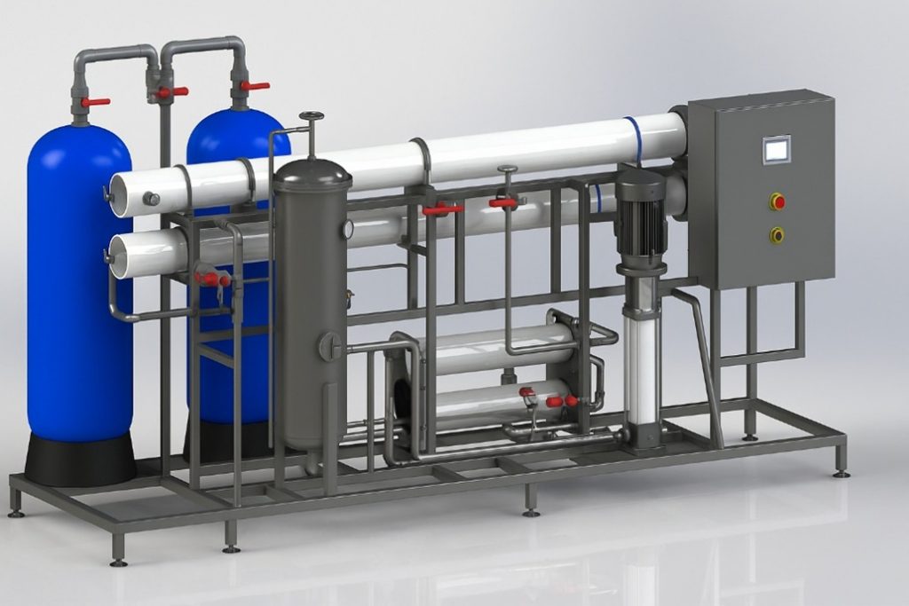 Skid-mounted H₂ HydroPro reverse osmosis and electrodeionisation system for hydrogen water treatment